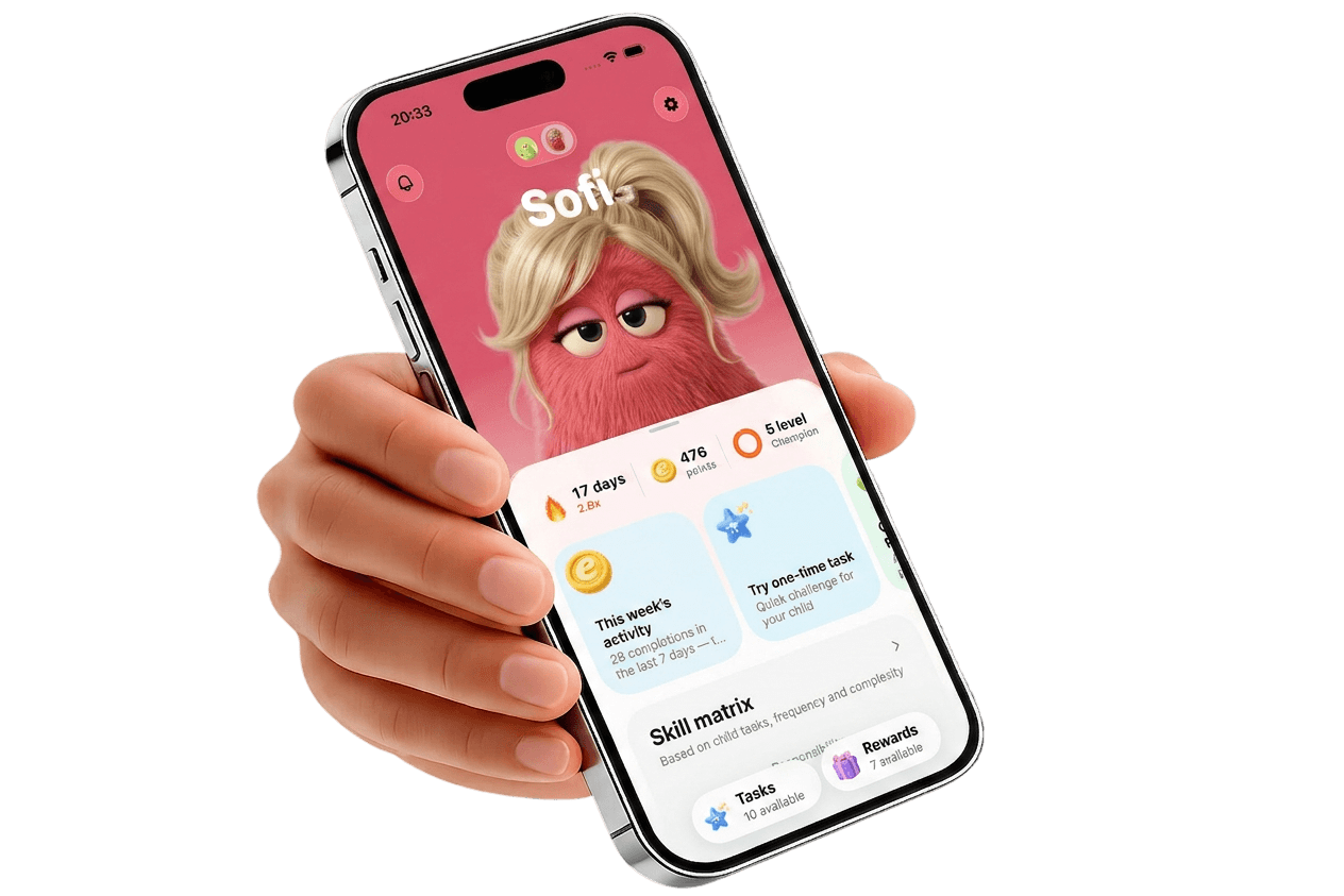 Parent holding the Erny app